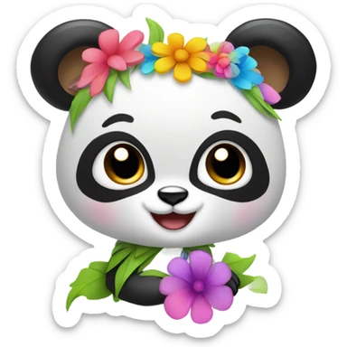 Cute female Panda wearing a tutu and a flower above 1 ear  sticker