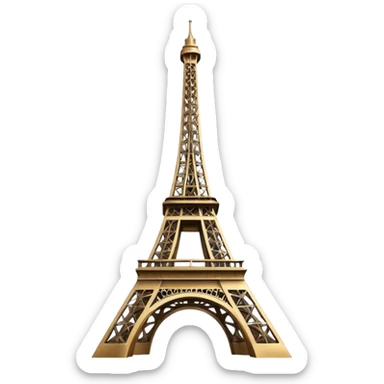 Eiffel Tower, iconic, modern, touch of shine and depth, Apple emoji style sticker