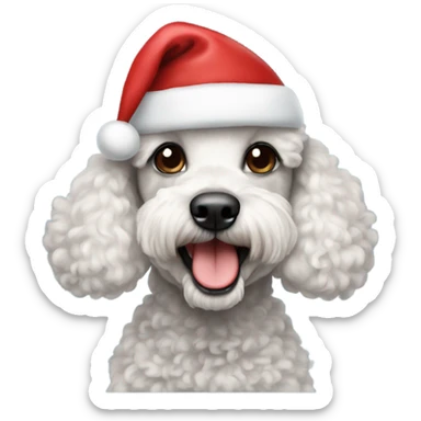 Poodle with a Santa hat sticker