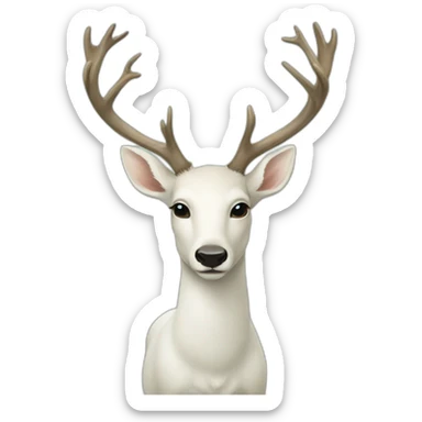 white deer see himself on the mirror sticker