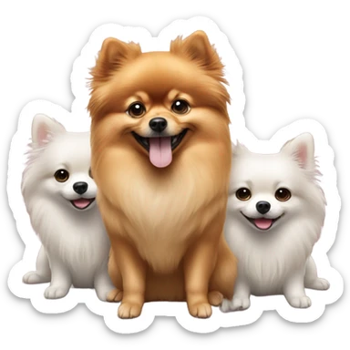 Pomeranian dog with two humans sticker
