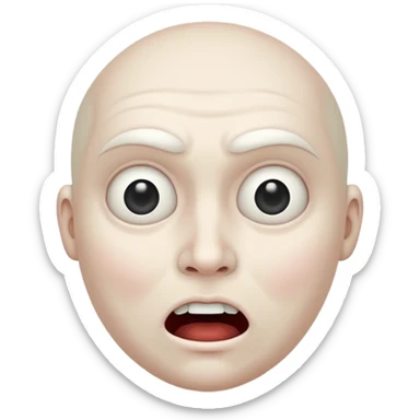 shapeless white face with strange proportions crazy crazy emotion sticker