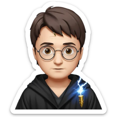 Harry Potter facepalm with glasses, lightning scar, robe sticker