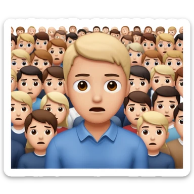 a FRONT PERSON FEELING FEAR, with the audience BEHIND HIM sticker