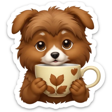 dog with tea cup sticker