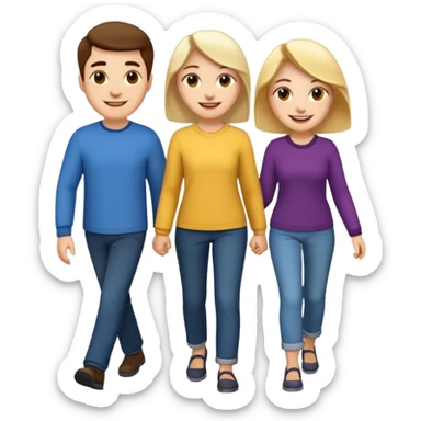 iOS emoji style - a men and 2 women - friends walking together

 sticker