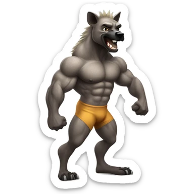 Strong bodybuilding Hyena flexing body sticker