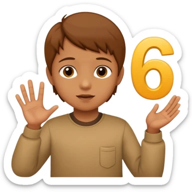 A Lil kid holding 6 7 on sticker