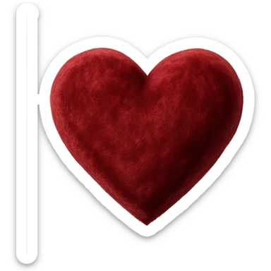 heart with a velvet plush texture, digital illustration, no background sticker