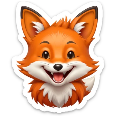 Tiny fox laughing out loud sticker