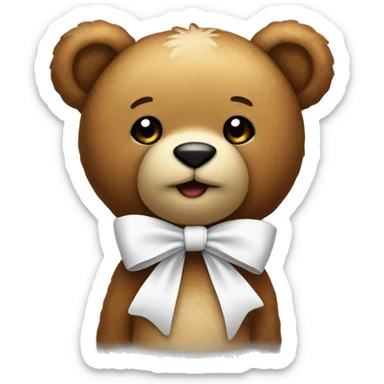 Teddy bear with a white bow on its neck sticker