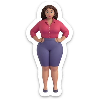 plus size Black woman with curly braids, business casual outfit, friendly expression, standing pose sticker
