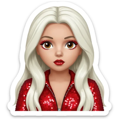 Jesy Nelson from Little Mix with long white hair, red sequin outfit sticker