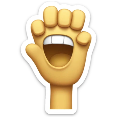 A satisfied face with a fist next to it sticker