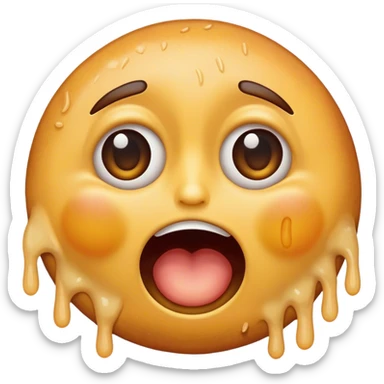 Ridiculous caricature of the laughy-crying emoji, deep-fried with eyes wife open sticker