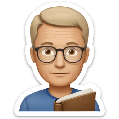 hombre, 50 años pelo poco rapado delgado con gafas de lectura sticker