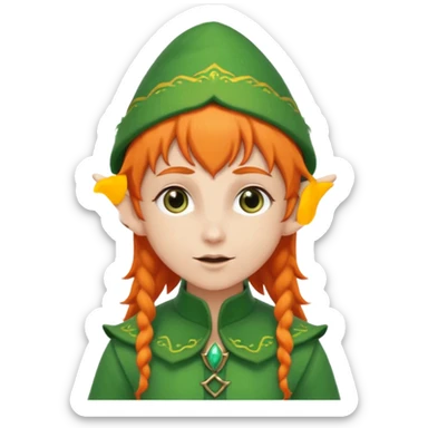 elf with orange hair and green hat sticker