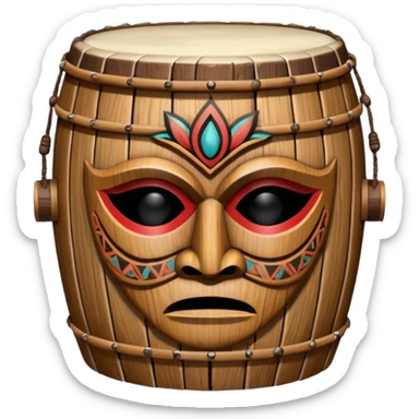 Drum Mask – Mask shaped with drum top, tribal style. sticker