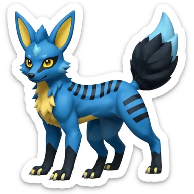 Lucario-Umbreon-Zeraora-Fakémon-hybrid-creature (full body)  sticker