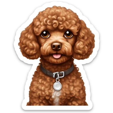 toy poodle red brown with white spot on chest sticker