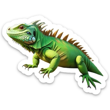 cinematic-iguana-realistic-full-body-basking-emoji,-long-scaly-body-stretched-out-on-a-sunlit-rock,-spiny-ridge-running-down-its-back,-textured-green-and-brown-skin-dappled-with-light,-sharp-intelligent-eyes-studying-the-surroundings,-long-tail-draped-over-the-stone,-simplified-yet-realistic-focused-features,-highly-detailed,-glowing-with-a-warm-tropical-glow

 sticker