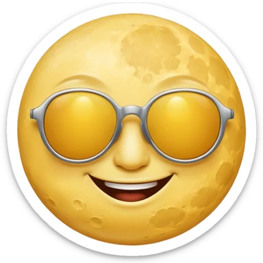 a smiling moon with sunglasses sticker