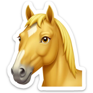 A mature all-yellow horse with its face facing the screen sticker