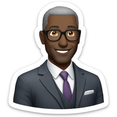 Shannon sharp with round faced suit and glasses and buzz cut and small eyes and over 50 small gray beard sticker