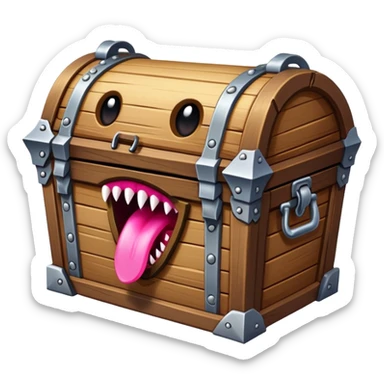 treasure chest monster mimic with sharp teeth and long tongue sticker