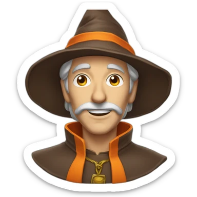 portrait of a wizard of Sillyness, with an orange hat sticker
