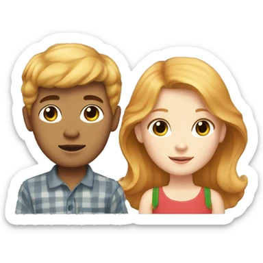 Strawberry blonde girl with a black haired boy sticker
