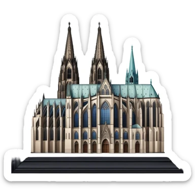 Cinematic Realistic Cologne Cathedral Landmark Emoji, showcasing Gothic architecture rendered with detailed stone textures and majestic, dynamic lighting. sticker