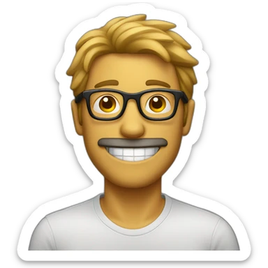 Hombre con gafas poco pelo riendo sticker