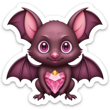 a normal bat witha pink diamond in its forhead, the full bat with his body, the diamond only in the forhead sticker