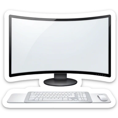 Create a professional emoji for UX/UI design. Show a curved monitor with 2 windows : one displaying white empty page, and the other showing the completed web interface. Use modern, professional colors. Do not include any emojis or smiley faces. Make the background transparent. sticker