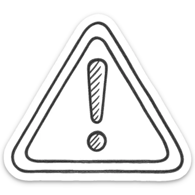 danger symbol, hand drawn, sketchy lines, black and white sticker