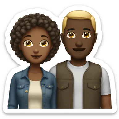 An interracial couple sticker