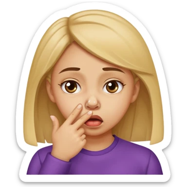 create a girl who is pinching her nose because she is smelling something bad sticker