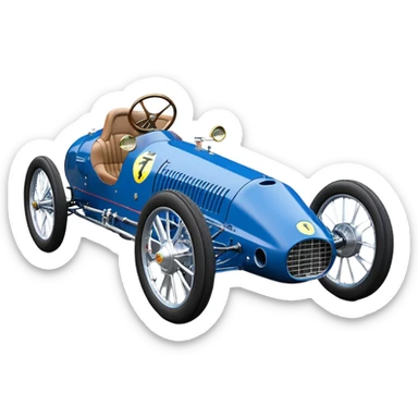  Hazy-blue Fenderless extended-wheelbase 1912 luxury racing Ferrari lowered powerful V-8 engined racing cycle car featuring advanced rugged 4 wheel independent suspension, power steering, disc brakes, small leather covered steering wheel, side mounted cowl exhaust  sticker