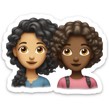 One girl with wavy hair mixed and another girl with curly hair mixed sticker