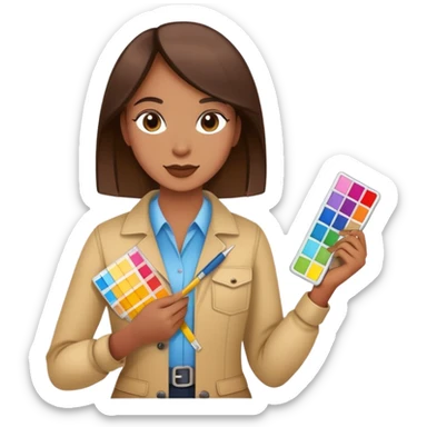 Interior designer with color swatches and measuring tape sticker