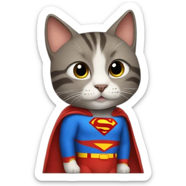 cat in a superman costume sticker