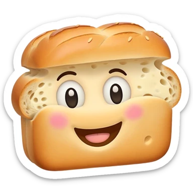French bread with a happy face sticker