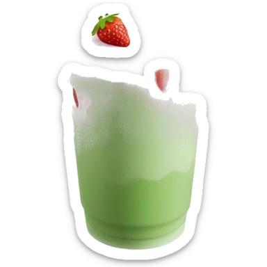 iced strawberry matcha latte, pink at the bottom, green on top, in a clear to go cup sticker