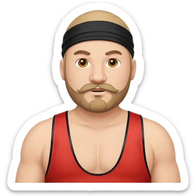 White skin fat guy with black durag, beard and mustache in wrestling singlet sticker