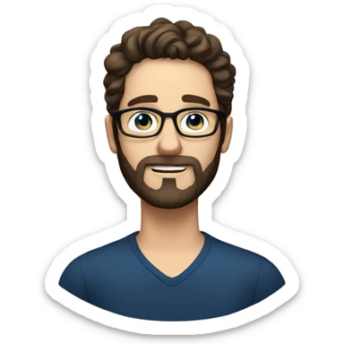 a white man with beard and dark brown short wavy brown hair with blue eyes and glasses  sticker