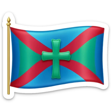 emoji flag with a blue field, a crimson diagonal cross, and a green border in iOS style sticker
