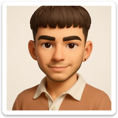 this image in 3d-emoji style with a confident expression and a slimmer face sticker