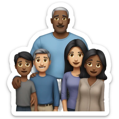 Draw a Latin family of 4. A 57-year-old man. 49-year-old woman. 27-year-old girl and a 22-year-old tall boy. All members of the family with black hair  sticker