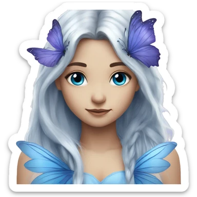 Beautiful, blue flower, fairy, blue, silver, purple, long hair, big wings sticker
